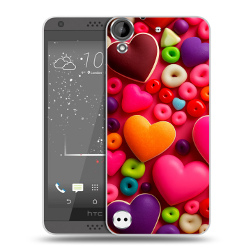 Пластиковый чехол на HTC Desire 630 с принтом Сердечки