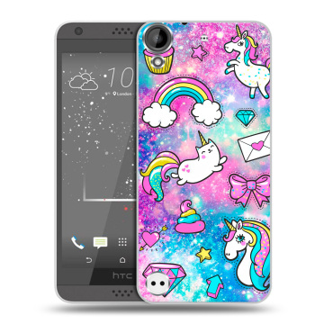 Пластиковый чехол на HTC Desire 630 с принтом Единороги