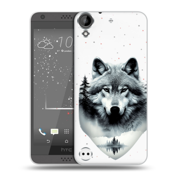 Пластиковый чехол на HTC Desire 630 с принтом Волк в лесу Пластиковый чехол на HTC Desire 630 с принтом Волк в лесу