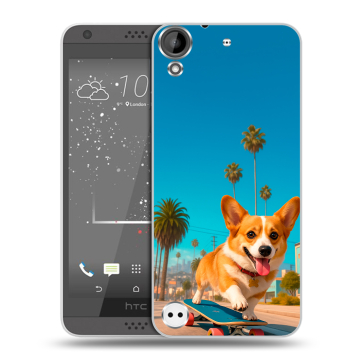 Пластиковый чехол на HTC Desire 630 с принтом Корги на скейте Пластиковый чехол на HTC Desire 630 с принтом Корги на скейте