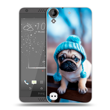 Пластиковый чехол на HTC Desire 630 с принтом Мопс в шапке Пластиковый чехол на HTC Desire 630 с принтом Мопс в шапке