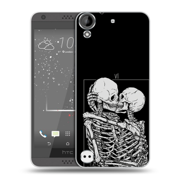 Пластиковый чехол на HTC Desire 630 с принтом Поцелуй скелетов Пластиковый чехол на HTC Desire 630 с принтом Поцелуй скелетов