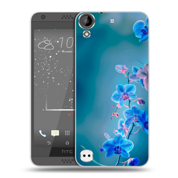 Пластиковый чехол на HTC Desire 630 с принтом Голубые цветы Пластиковый чехол на HTC Desire 630 с принтом Голубые цветы