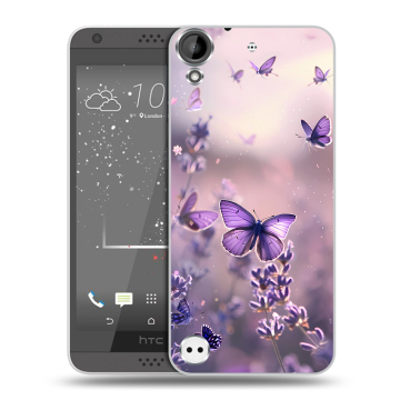 Пластиковый чехол на HTC Desire 630 с принтом бабочки и лаванда Пластиковый чехол на HTC Desire 630 с принтом бабочки и лаванда