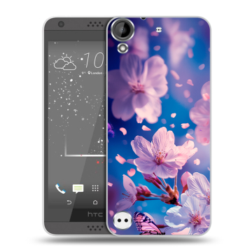 Пластиковый чехол на HTC Desire 630 с принтом цветы бабочки Пластиковый чехол на HTC Desire 630 с принтом цветы бабочки