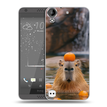Пластиковый чехол на HTC Desire 630 с принтом Капибара с апельсином Пластиковый чехол на HTC Desire 630 с принтом Капибара с апельсином