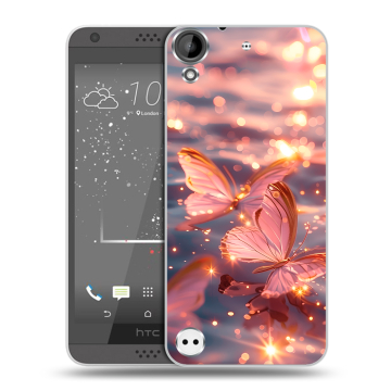 Пластиковый чехол на HTC Desire 630 с принтом бабочки розовые Пластиковый чехол на HTC Desire 630 с принтом бабочки розовые