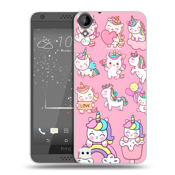 Пластиковый чехол на HTC Desire 630 с принтом Единороги и радуга Пластиковый чехол на HTC Desire 630 с принтом Единороги и радуга