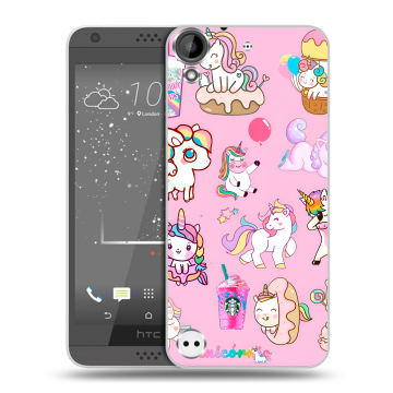 Пластиковый чехол на HTC Desire 630 с принтом розовые единороги Пластиковый чехол на HTC Desire 630 с принтом розовые единороги