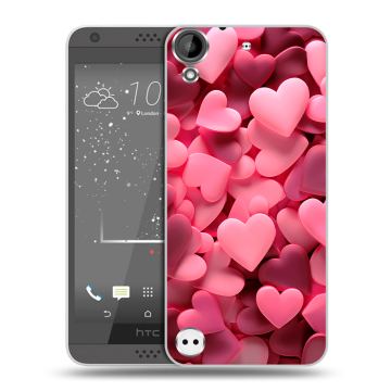 Пластиковый чехол на HTC Desire 630 с принтом розовые сердечки Пластиковый чехол на HTC Desire 630 с принтом розовые сердечки