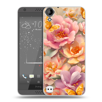 Пластиковый чехол на HTC Desire 630 с принтом Цветы и бабочки Пластиковый чехол на HTC Desire 630 с принтом Цветы и бабочки