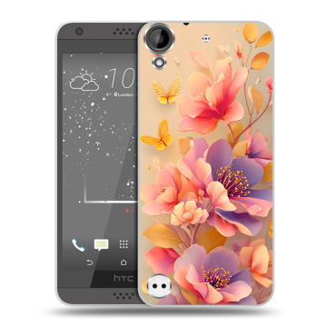 Пластиковый чехол на HTC Desire 630 с принтом Цветы и бабочки Пластиковый чехол на HTC Desire 630 с принтом Цветы и бабочки