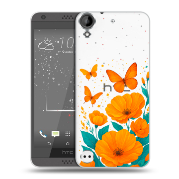 Пластиковый чехол на HTC Desire 630 с принтом цветы бабочки Пластиковый чехол на HTC Desire 630 с принтом цветы бабочки