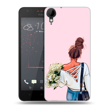 Пластиковый чехол на HTC Desire 825 с принтом Девушка и букет