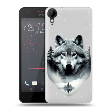 Пластиковый чехол на HTC Desire 825 с принтом Волк в лесу Пластиковый чехол на HTC Desire 825 с принтом Волк в лесу