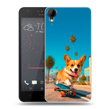 Пластиковый чехол на HTC Desire 825 с принтом Корги на скейте