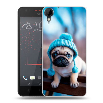 Пластиковый чехол на HTC Desire 825 с принтом Мопс в шапке