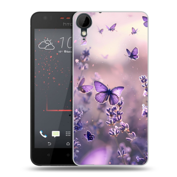 Пластиковый чехол на HTC Desire 825 с принтом бабочки и лаванда