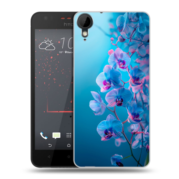 Пластиковый чехол на HTC Desire 825 с принтом голубые орхидеи Пластиковый чехол на HTC Desire 825 с принтом голубые орхидеи
