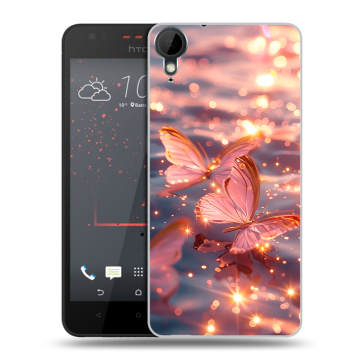 Пластиковый чехол на HTC Desire 825 с принтом бабочки розовые