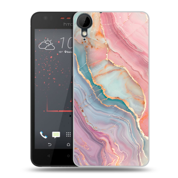 Пластиковый чехол на HTC Desire 825 с принтом розовый мрамор