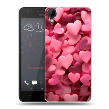 Пластиковый чехол на HTC Desire 825 с принтом розовые сердечки