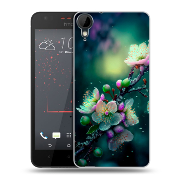 Пластиковый чехол на HTC Desire 825 с принтом Цветы и мрамор