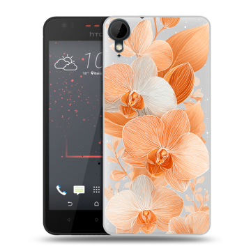 Пластиковый чехол на HTC Desire 825 с принтом Бежевые цветы