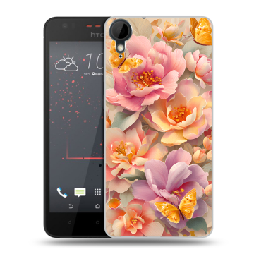 Пластиковый чехол на HTC Desire 825 с принтом Цветы и бабочки