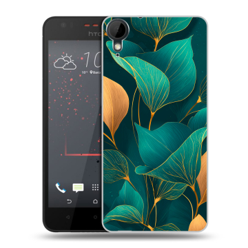Пластиковый чехол на HTC Desire 825 с принтом Листья и золото