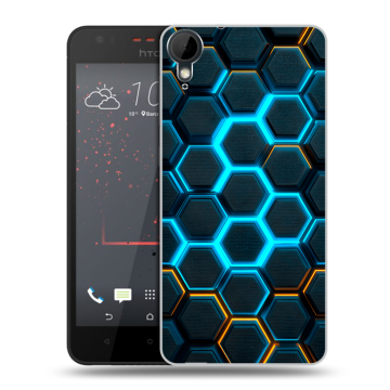 Пластиковый чехол на HTC Desire 825 с принтом Неоновые соты