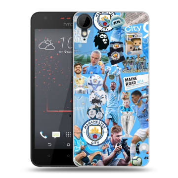 Пластиковый чехол на HTC Desire 825 с принтом Man City Манчестер Сити