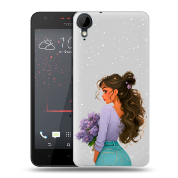 Пластиковый чехол на HTC Desire 825 с принтом девушка цветы