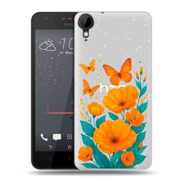 Пластиковый чехол на HTC Desire 825 с принтом цветы бабочки