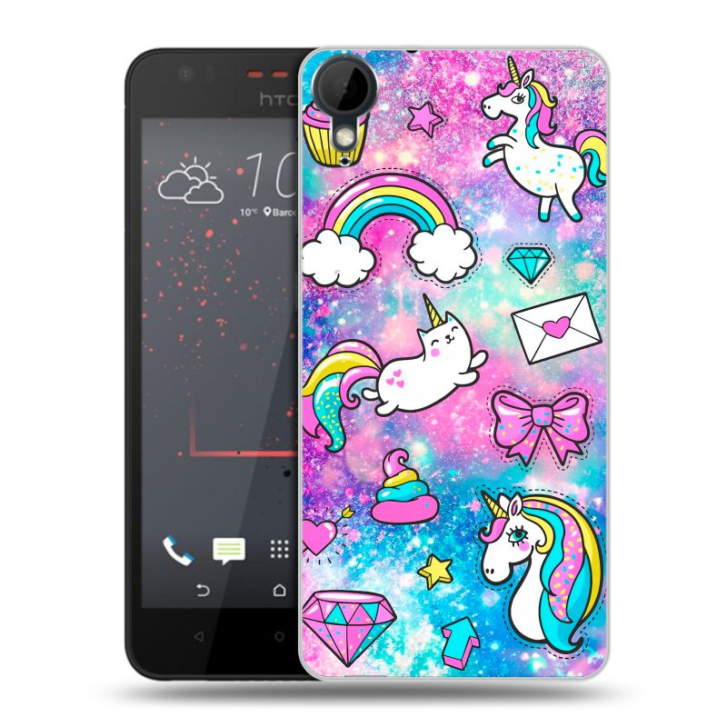 Пластиковый чехол на HTC Desire 825 с принтом Единороги Пластиковый чехол на HTC Desire 825 с принтом Единороги
