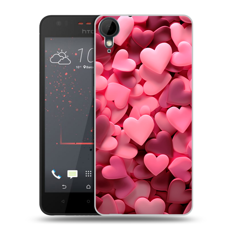Пластиковый чехол на HTC Desire 825 с принтом розовые сердечки Пластиковый чехол на HTC Desire 825 с принтом розовые сердечки