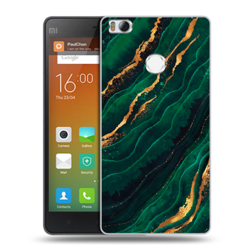 Пластиковый чехол на Xiaomi Mi4S с принтом Мрамор зеленое золото Пластиковый чехол на Xiaomi Mi4S с принтом Мрамор зеленое золото