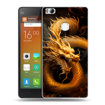 Пластиковый чехол на Xiaomi Mi4S с принтом Золотой дракон Пластиковый чехол на Xiaomi Mi4S с принтом Золотой дракон