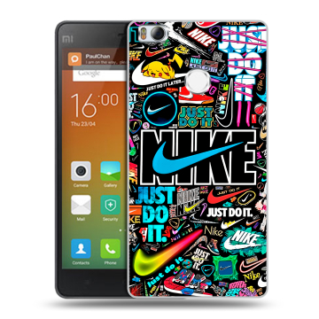 Пластиковый чехол на Xiaomi Mi4S с принтом найк nike черный Пластиковый чехол на Xiaomi Mi4S с принтом найк nike черный