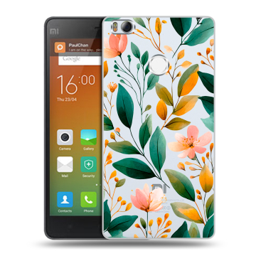 Пластиковый чехол на Xiaomi Mi4S с принтом Цветы паттерн Пластиковый чехол на Xiaomi Mi4S с принтом Цветы паттерн