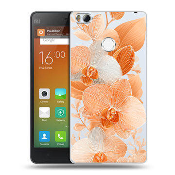 Пластиковый чехол на Xiaomi Mi4S с принтом Бежевые цветы Пластиковый чехол на Xiaomi Mi4S с принтом Бежевые цветы