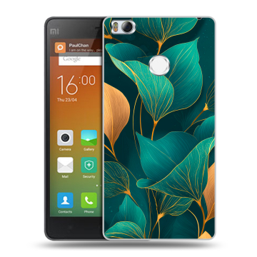 Пластиковый чехол на Xiaomi Mi4S с принтом Листья и золото Пластиковый чехол на Xiaomi Mi4S с принтом Листья и золото