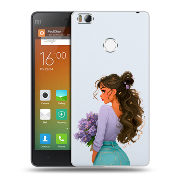 Пластиковый чехол на Xiaomi Mi4S с принтом девушка цветы Пластиковый чехол на Xiaomi Mi4S с принтом девушка цветы