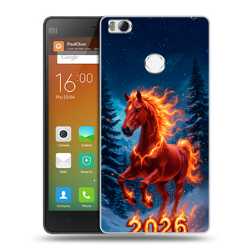 Пластиковый чехол на Xiaomi Mi4S с принтом Новый год коня Пластиковый чехол на Xiaomi Mi4S с принтом Новый год коня