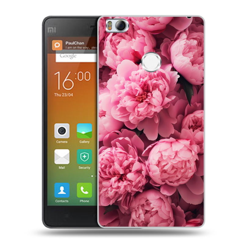 Пластиковый чехол на Xiaomi Mi4S с принтом цветы пионы Пластиковый чехол на Xiaomi Mi4S с принтом цветы пионы