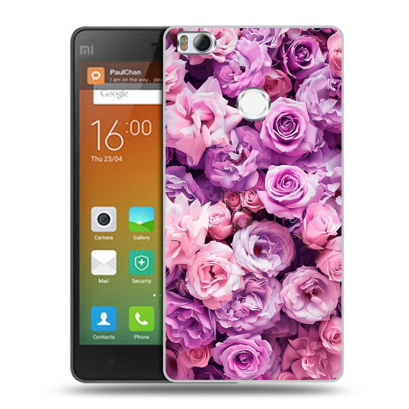 Пластиковый чехол на Xiaomi Mi4S с принтом лавандовые розы Пластиковый чехол на Xiaomi Mi4S с принтом лавандовые розы