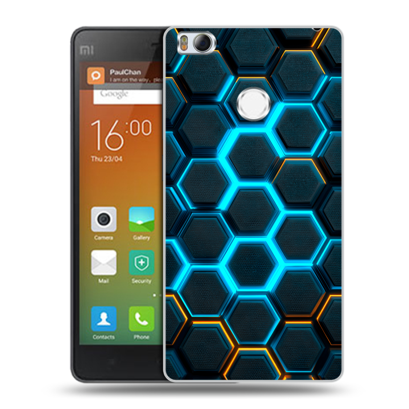 Пластиковый чехол на Xiaomi Mi4S с принтом Неоновые соты Пластиковый чехол на Xiaomi Mi4S с принтом Неоновые соты