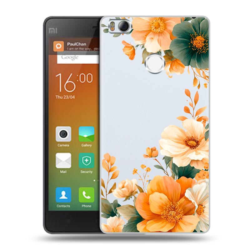 Пластиковый чехол на Xiaomi Mi4S с принтом Цветы принт Пластиковый чехол на Xiaomi Mi4S с принтом Цветы принт