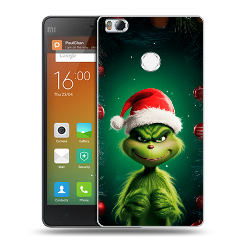 Пластиковый чехол на Xiaomi Mi4S с принтом Гринч Новый год Рождество Пластиковый чехол на Xiaomi Mi4S с принтом Гринч Новый год Рождество