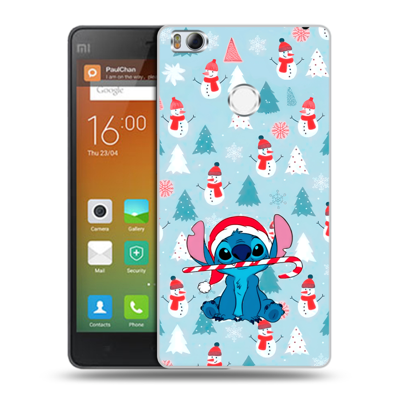 Пластиковый чехол на Xiaomi Mi4S с принтом Стич Новый год Пластиковый чехол на Xiaomi Mi4S с принтом Стич Новый год